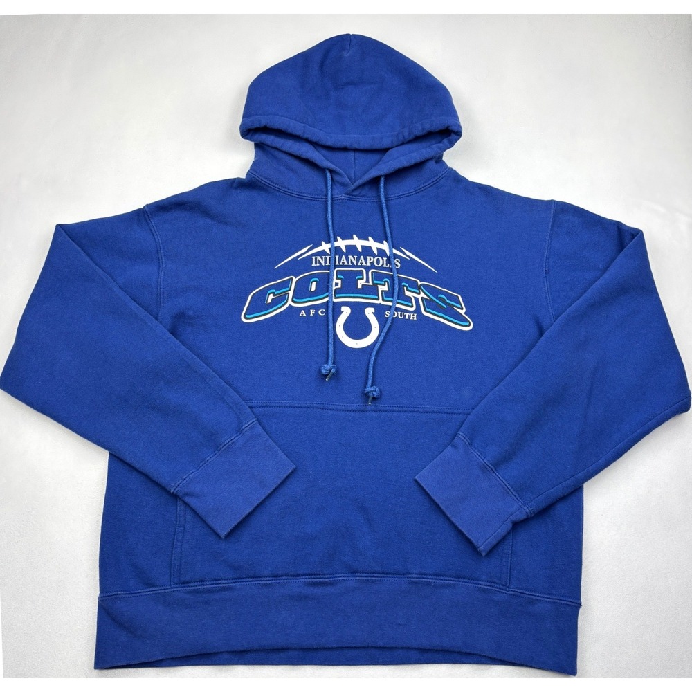 NFL Mens Large Indianapolis Colts Fleece Hoodie Sweatshirt Royal Blue VF 06107